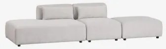 Sofá Modular De 2 Peças Com Chaise Longue À Esquerda E Puff Fogler Tecido Cinza Claro - Sklum