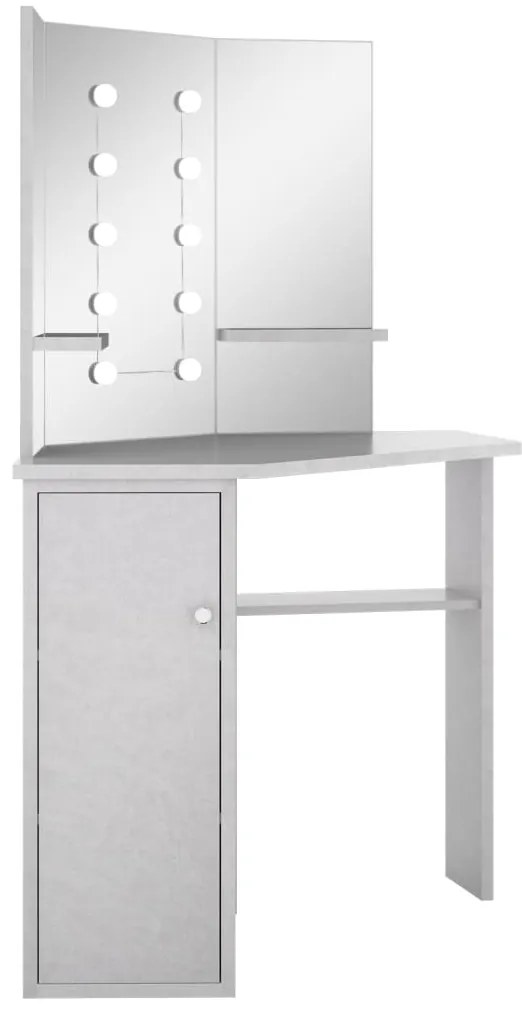 Toucador de canto com LED 111x54x141,5 cm cinzento cimento