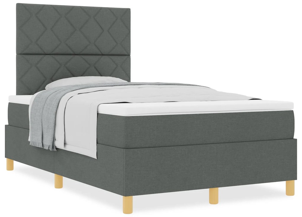 Cama Box Spring com Colchão Cinza Escuro 120x200 cm Tecido