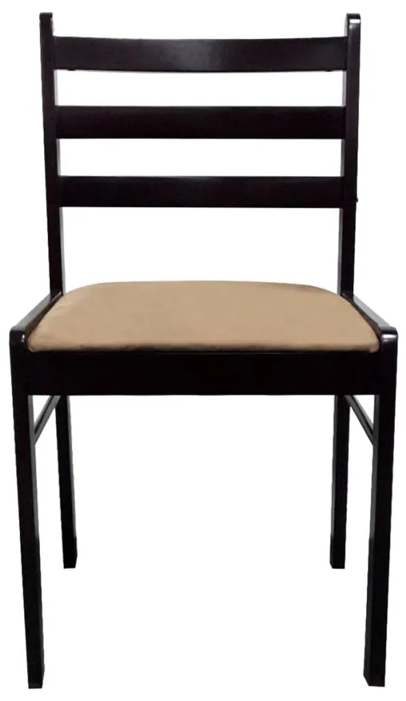 Cadeiras de jantar 4 pcs seringueira maciça e veludo castanho