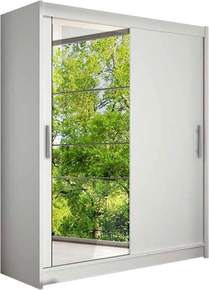 Roupeiro Closico Camera VI, Branco, 200x150x58cm, 125 kg, Portas para roupeiro: Deslizante, Número de prateleiras: 5, Número de prateleiras: 5