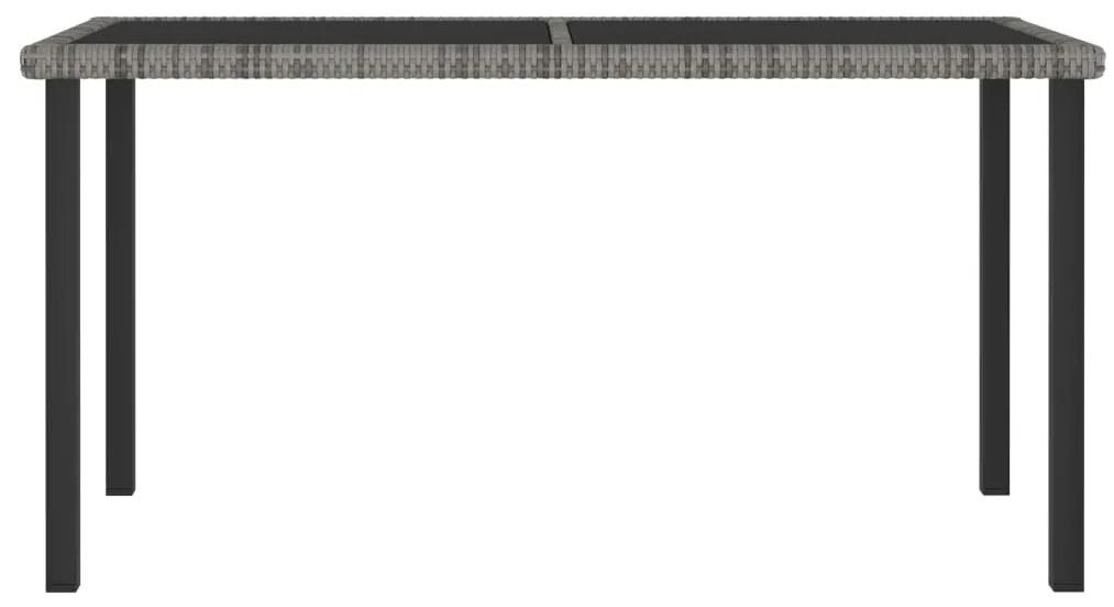Mesa de jantar para jardim 140x70x73 cm vime PE cinzento
