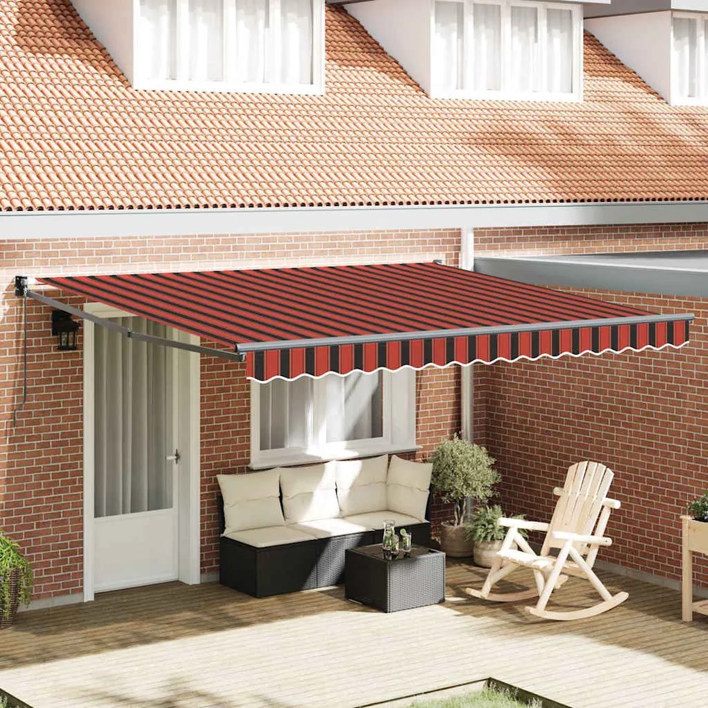 vidaXL Toldo Retrátil Automático Laranja e Marrom 350 x 250 cm