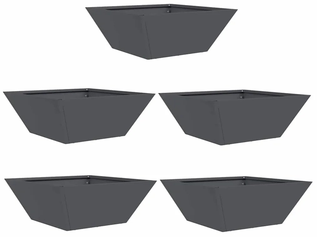 Jardineiras de bowl 5 pcs antracite 40x40x15 cm em aço