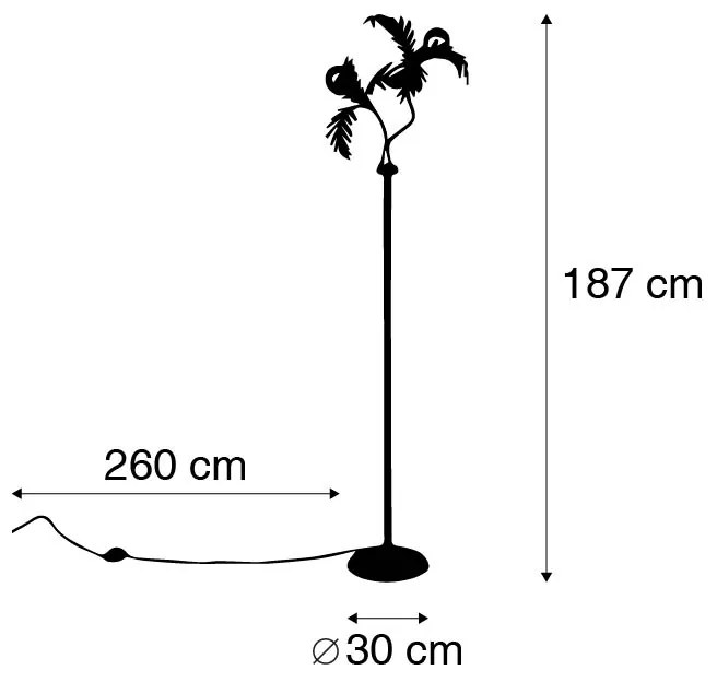 LED Candeeiro de pé inteligente dourado 187 cm com 2 G95 Wifi - Botanica Rústico