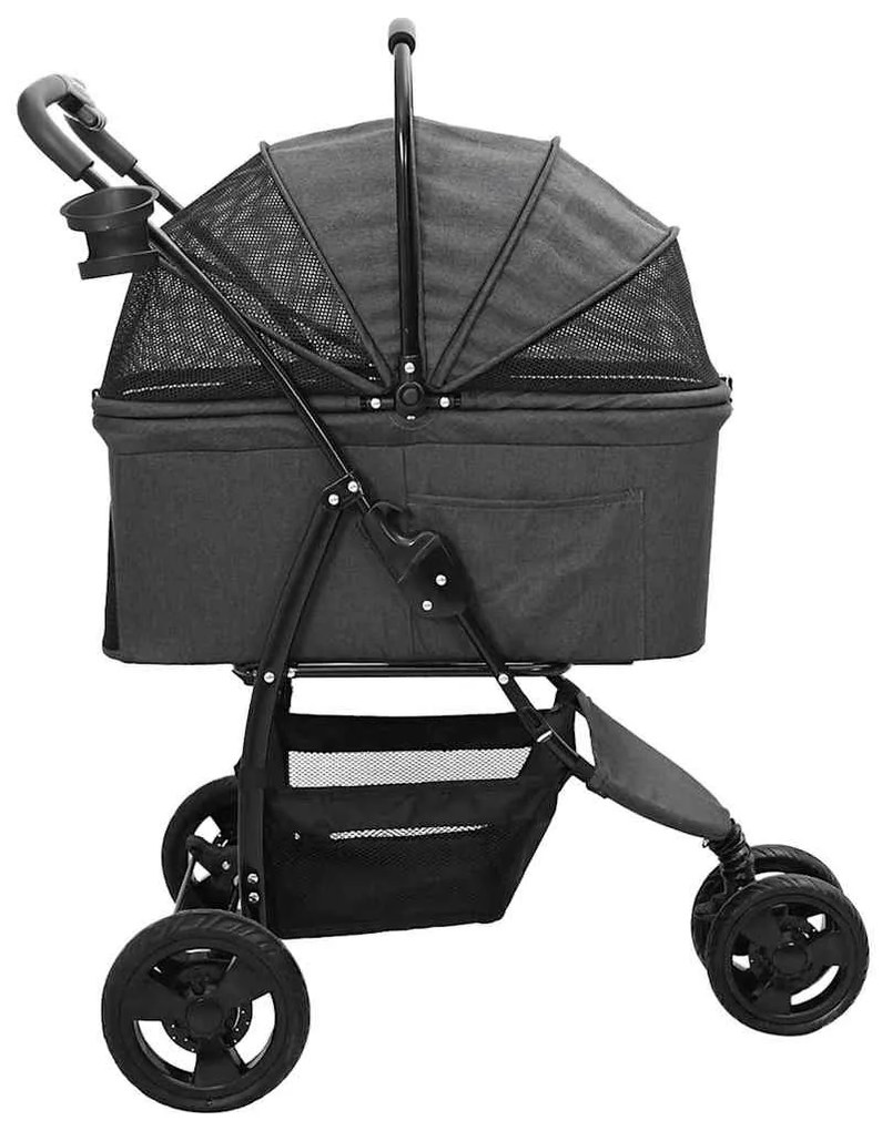 Carrinho de Pet Dobrável Preto 78 x 54 x 101 cm Tecido Oxford