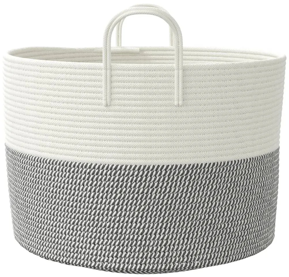 Cesto de arrumação Ø51x33 cm algodão cinzento e branco