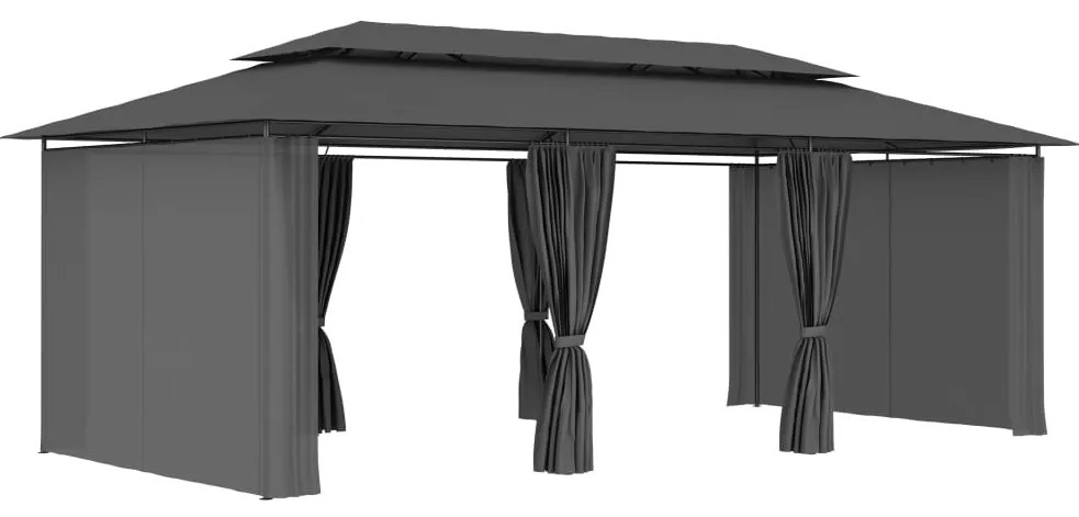 Gazebo com cortinas 600x298x270 cm antracite