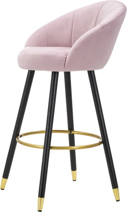 BANCO DE BAR PRAGUE 55X56X104 CM ROSA, PRETO E DOURADO
