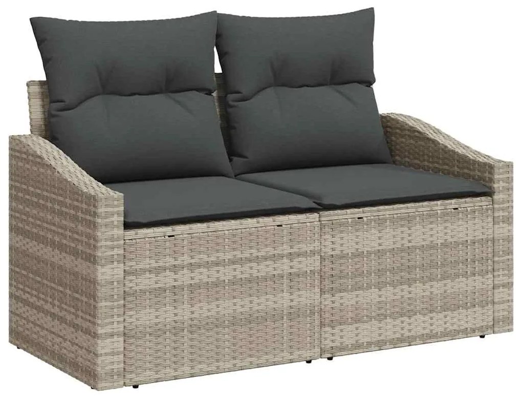 Conjunto de Sofá de Jardim 5 Peças com Almofadas Cinza Claro em Rattan