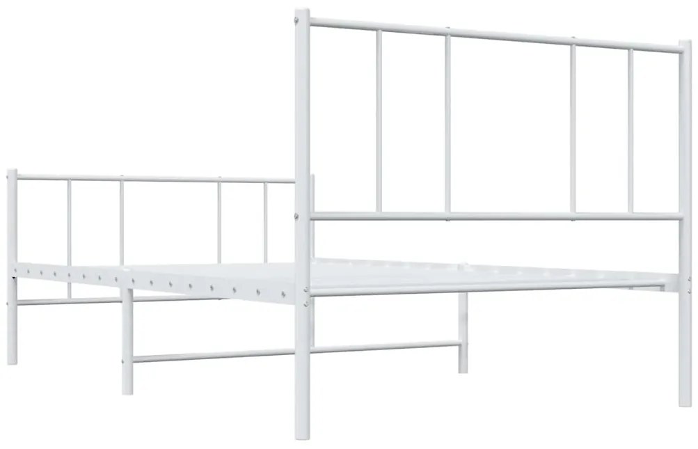 Estrutura de cama com cabeceira e pés 100x200 cm metal branco