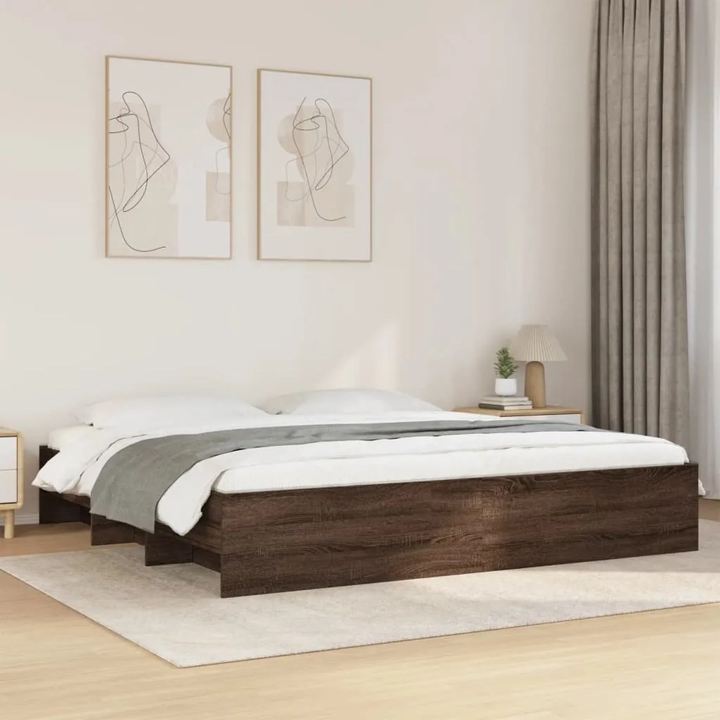 Estrutura de cama sem colchão 180x200 cm carvalho castanho