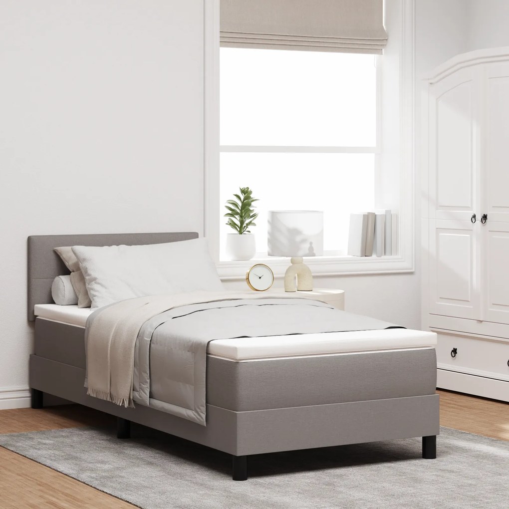 Cama Box Spring com Colchão Taupe 90x200 cm Tecido