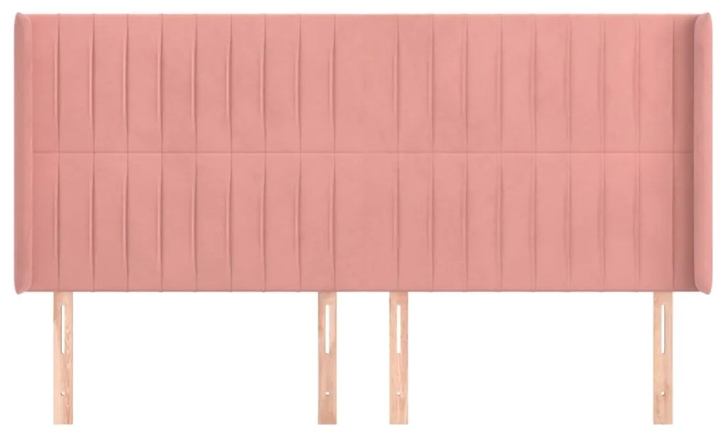 Cabeceira cama c/ abas veludo 163x16x118/128 cm rosa