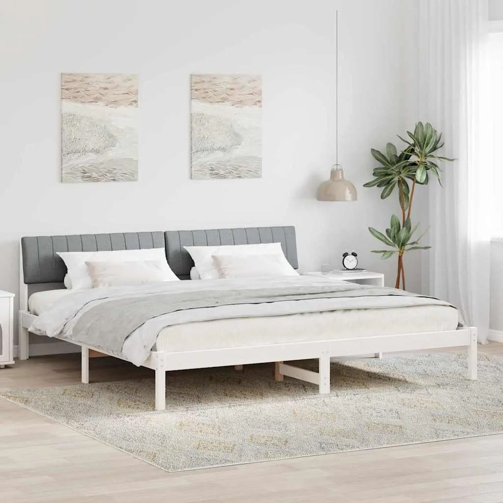 vidaXL Estrutura da cama Branco e cinza claro 160 x 200 cm