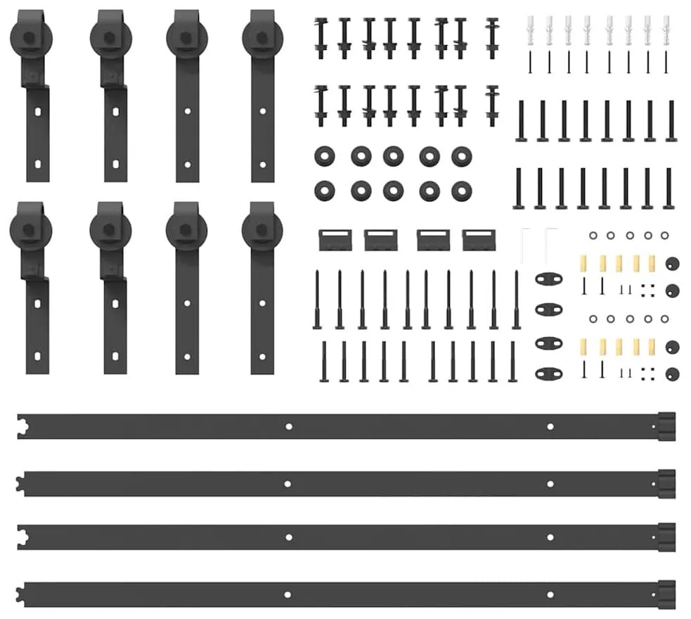 Kit de ferragens para porta deslizante 200 cm aço preto