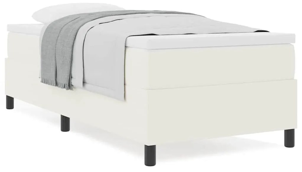 Cama Box com Colchão Creme, 80 x 200 cm, feita de tecido de corduroy.