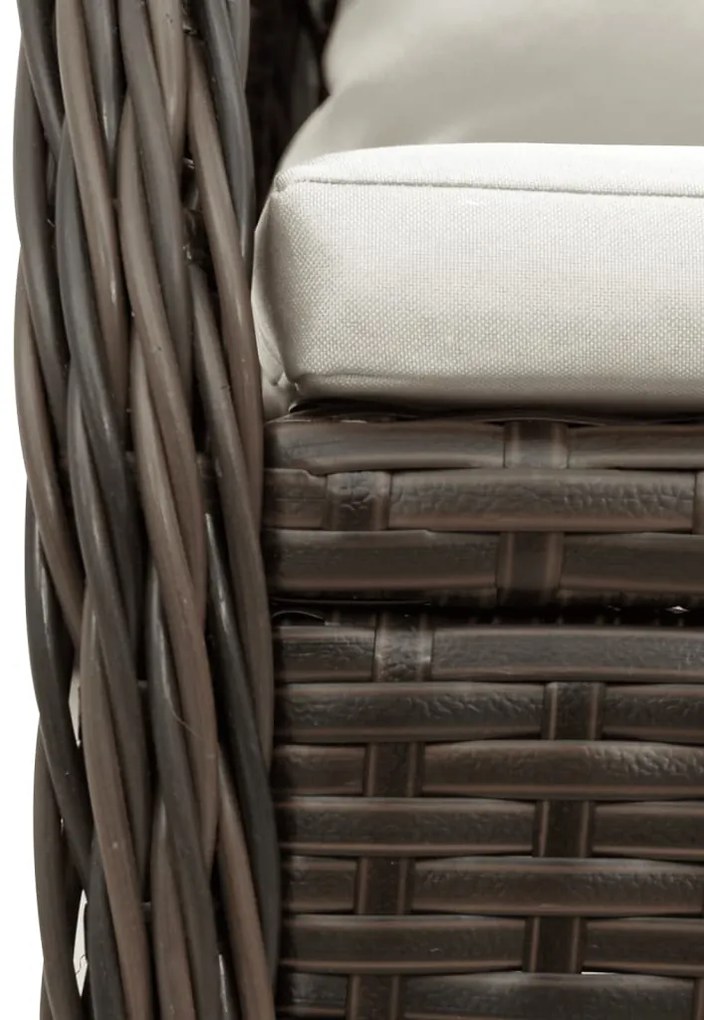 9 pcs conjunto jantar p/ jardim c/ almofadões vime PE castanho