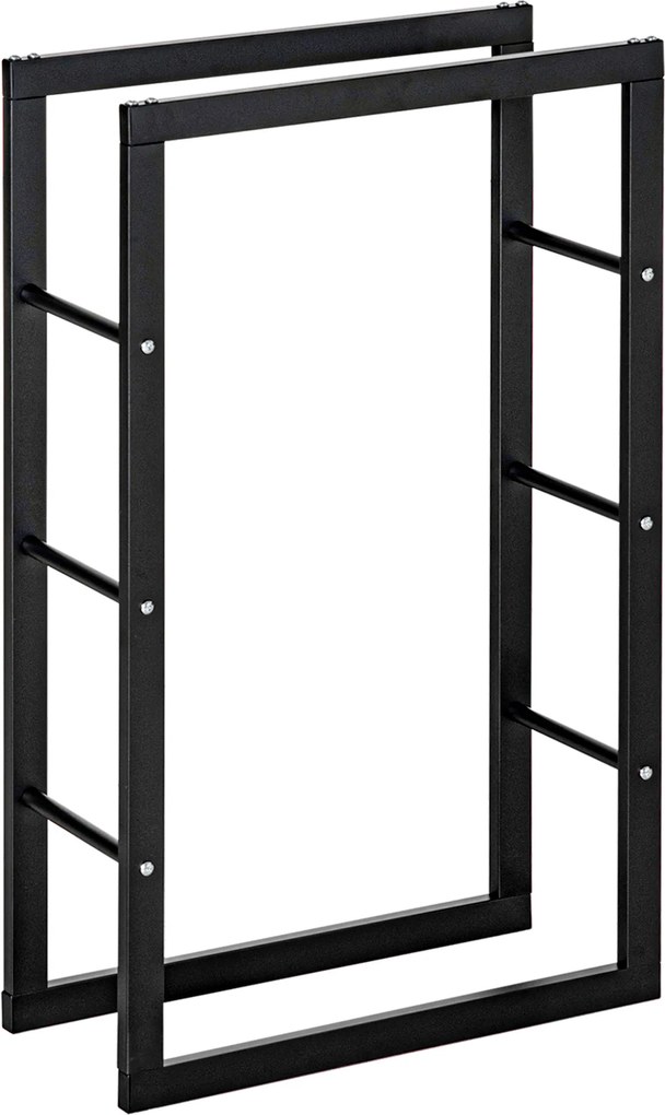 HOMCOM Suporte para lenha Estante porta-madeira de lareira suporte para lenha design contemporâneo carga máx. 100 kg dim. 60L x 25l x 100H cm metal preto | Aosom Portugal