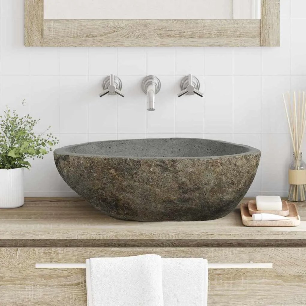 vidaXL Lavabo Cinzento-claro (46-52) x (35-40) x 15 cm Pedra de Rio