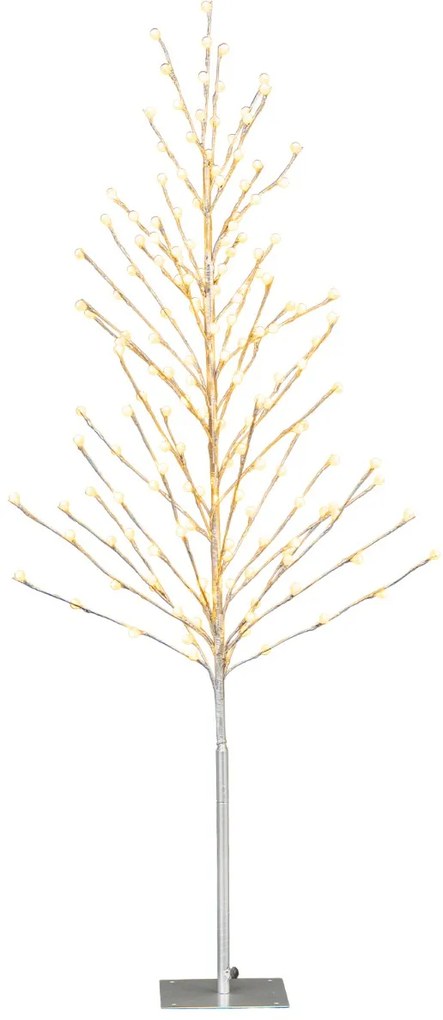 Árvore de Natal artificial de 155 cm com 168 luzes LED brancas quentes Estacas de metal Decoração de festas