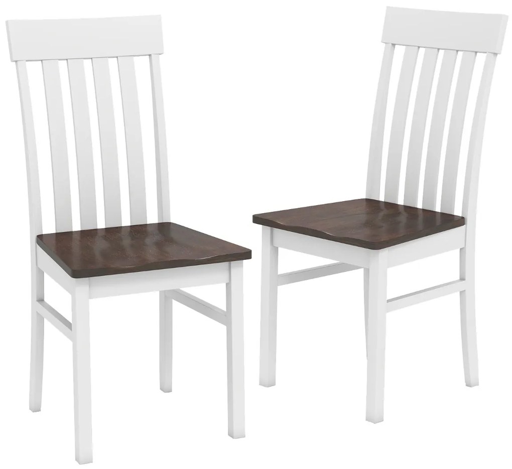 Conjunto de 2 cadeiras de jantar (MESA NÃO INCLUIDA) com encosto de ripas e assento em madeira de borracha Suporte de 150 kg para cozinha, sala de est