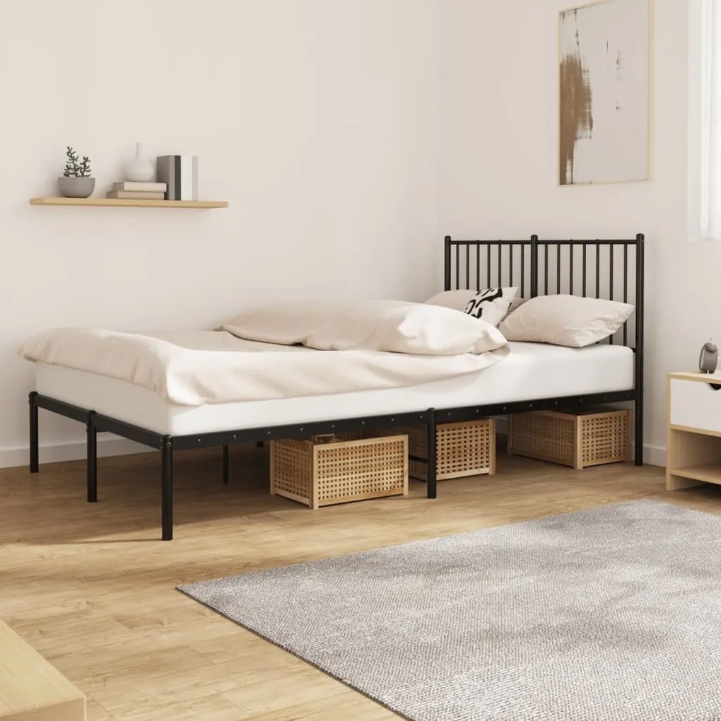 350862 vidaXL Estrutura de cama com cabeceira 120x200 cm metal preto