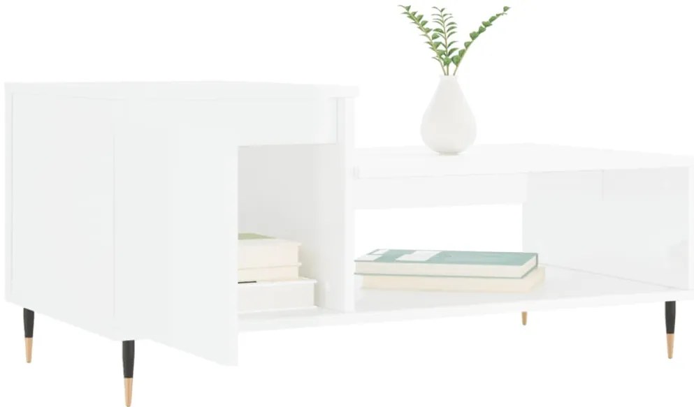 Mesa de centro 100x50x45 cm derivados madeira branco brilhante