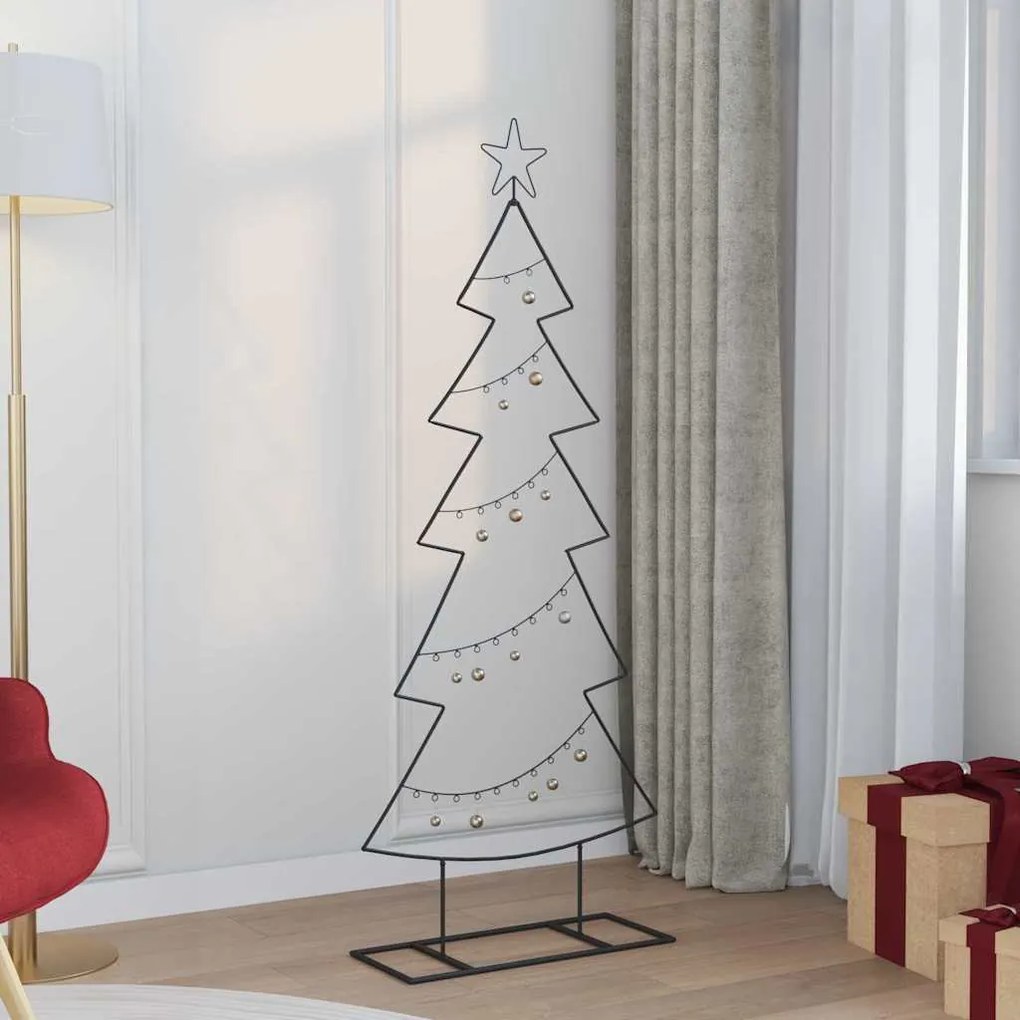 vidaXL Árvore de Natal de metal com suporte Preto 150 cm Aço