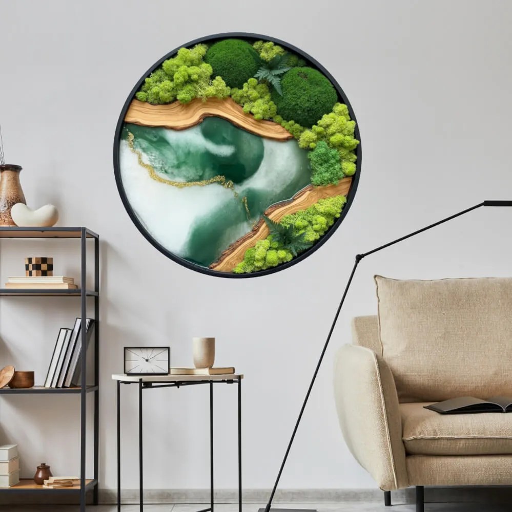 Autocolante redondo Musgo - Emerald Epoxy Lagoon