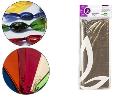Papel Celofane 50x70 cm 22gr Bolsa de 5 Folhas Transparente
