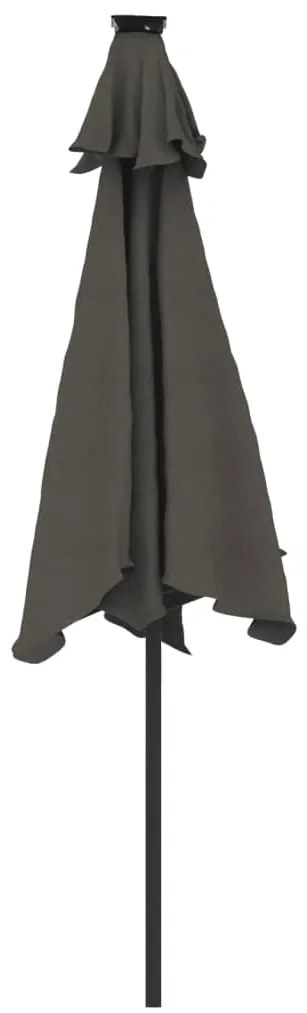Guarda-sol jardim c/LEDs e poste de aço 225x225x212cm antracite
