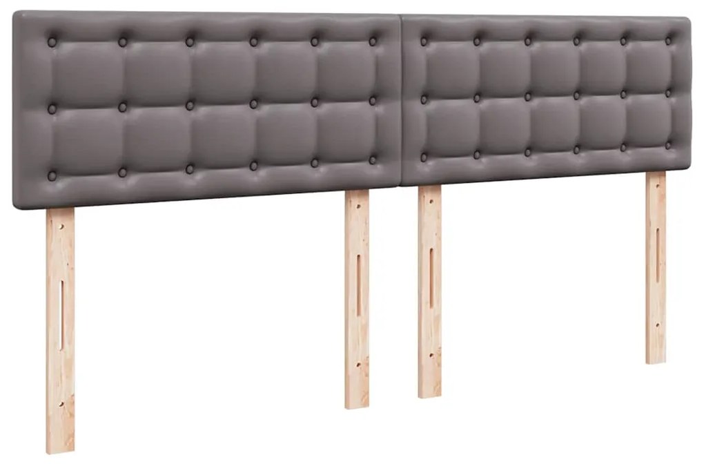 Estrutura de cama otomana com colchão cinza couro falso