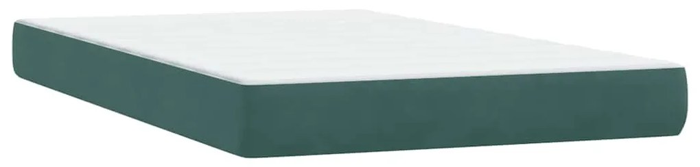 Cama boxspring com colchão 120x210 cm veludo verde-escuro