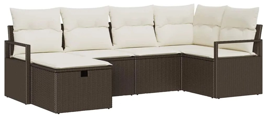 Conjunto de Sofá de Jardim com 6 Peças e Almofadas de Rattan Poliméric