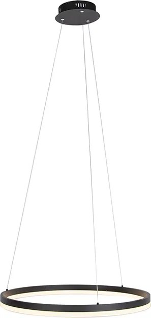 Candeeiro de suspensão design preto 60 cm incl. LED regulável em 3 níveis - Anello
