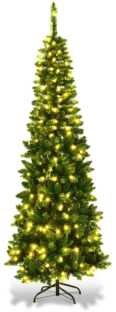 Árvore de Natal de 180 cm com neve, agulhas de PVC premium com luzes LED, árvore de Natal artificial