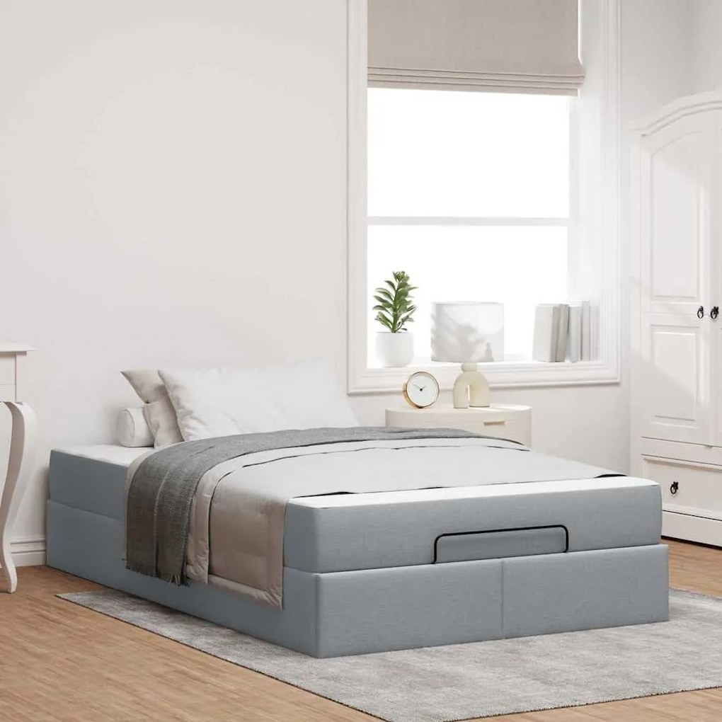 vidaXL Estrutura da Cama Cinzento-claro 120 x 200 cm tecido