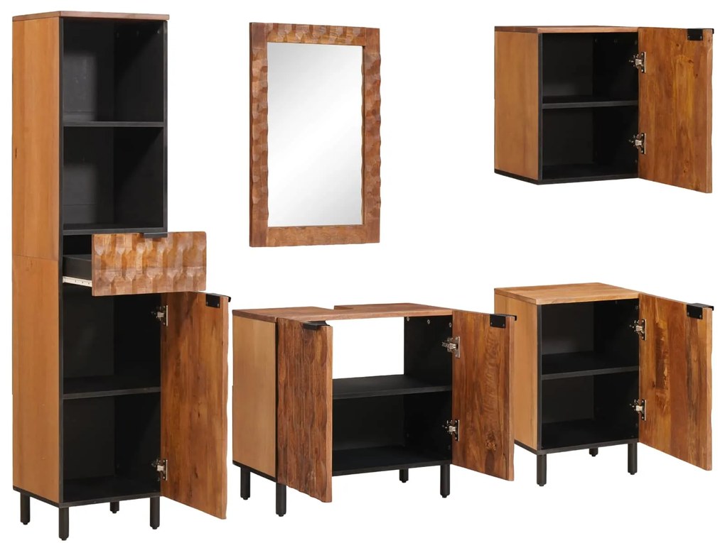 vidaXL Conjuntos de Banheiro com gaveta com porta Acácia Marrom Winish