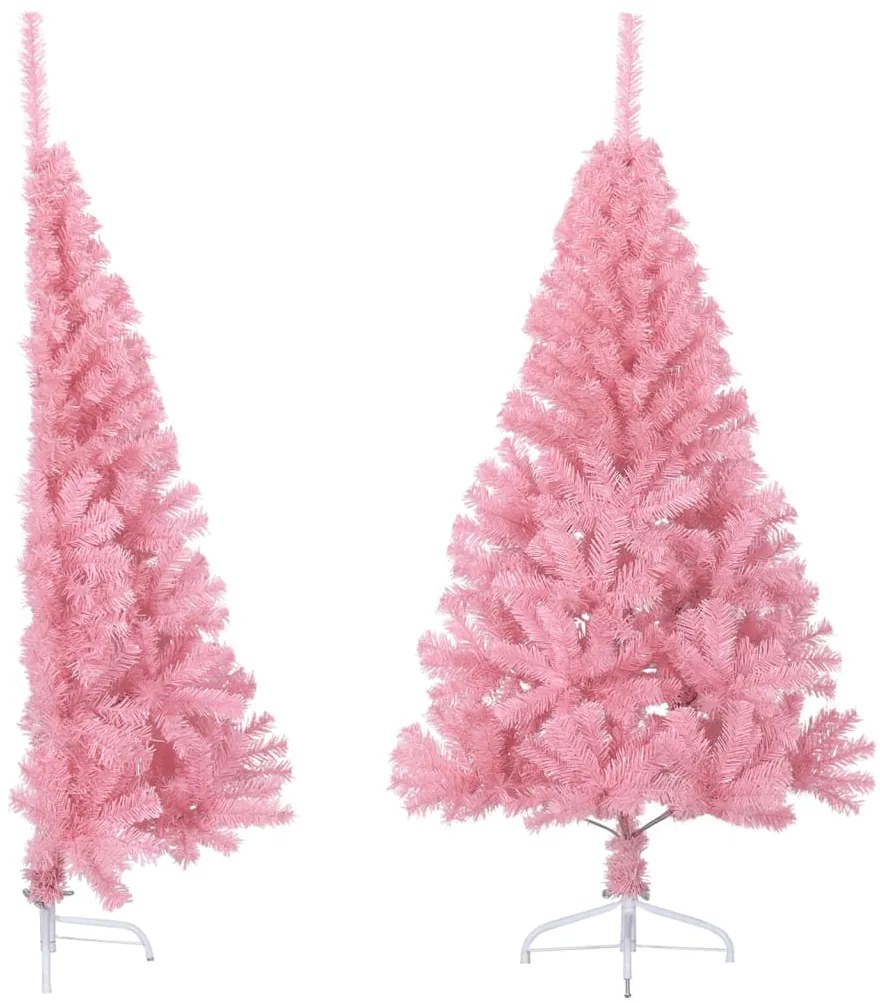 vidaXL Meia árvore de Natal artificial com suporte 120 cm PVC rosa