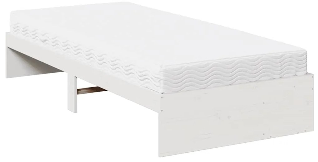 Sofá-cama com colchão 90x190 cm madeira de pinho maciça branco