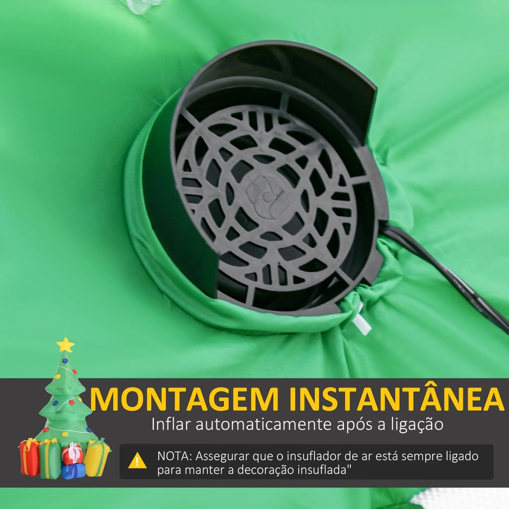 Árvore de Natal Insuflável 1,5 m Árvore Decorativa de Natal com Decora
