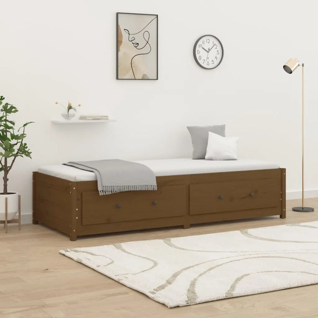 vidaXL Sofá-cama solteiro pequeno 75x190 cm pinho maciço castanho mel