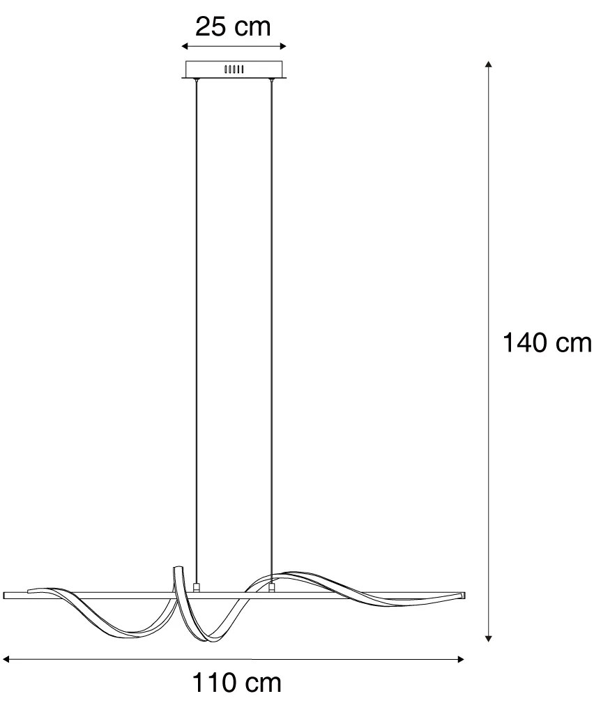 Candeeiro suspenso de design preto 110cm Incl. LED regulável em 3 níveis - Wokkel Design