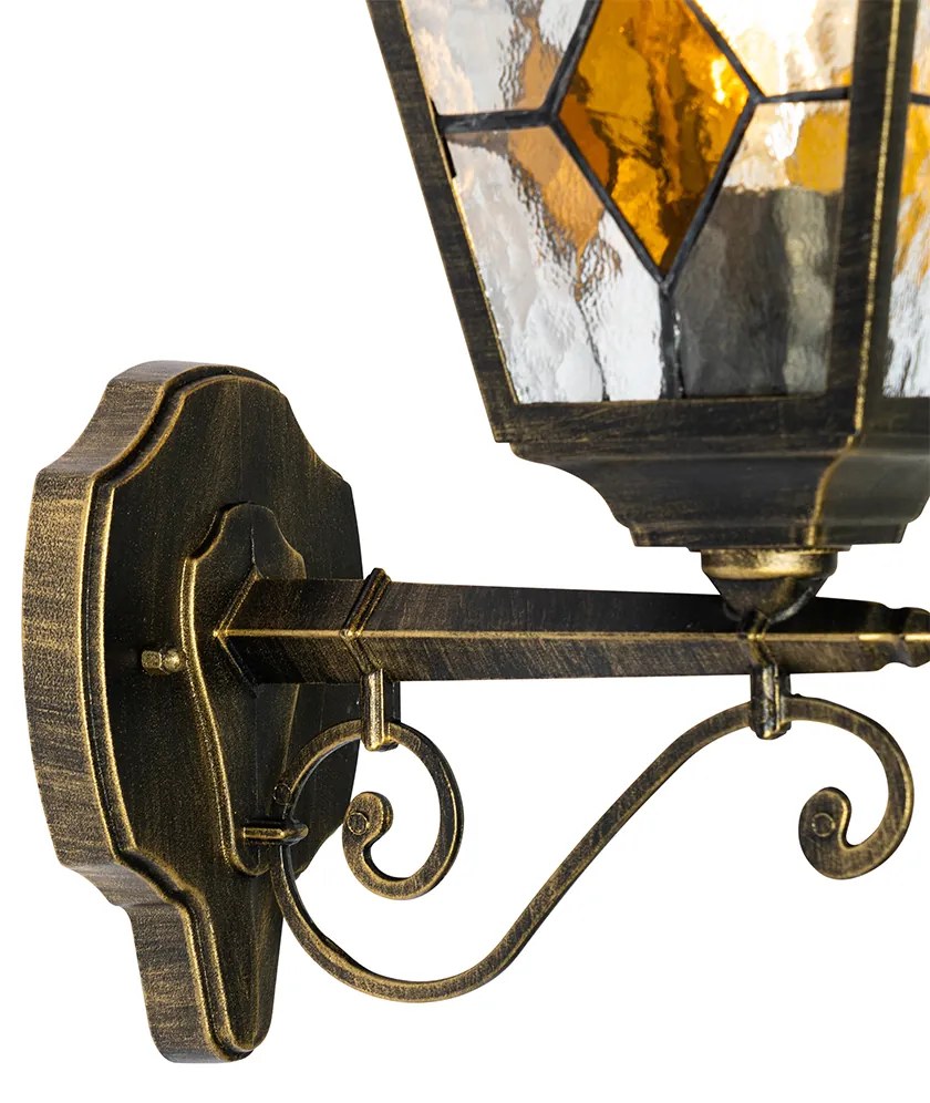 Lanterna de parede vintage para exterior em ouro antigo - Antigua Up Clássico / Antigo