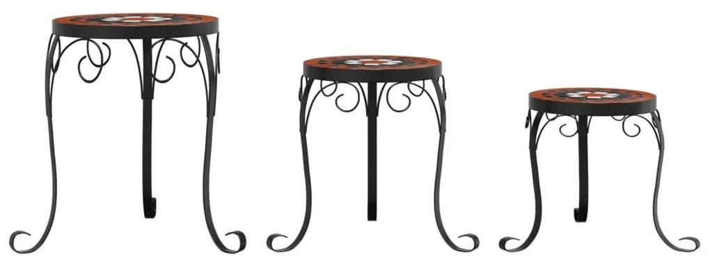 Suportes de plantas 3 pcs cerâmica terracota e branco