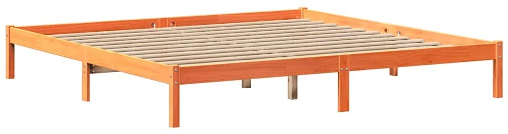 Cama sem colchão 200x200 cm pinho maciço castanho-mel
