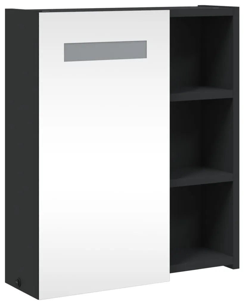 Armário espelhado p/ casa de banho c/ LEDs 45x13x52 cm preto