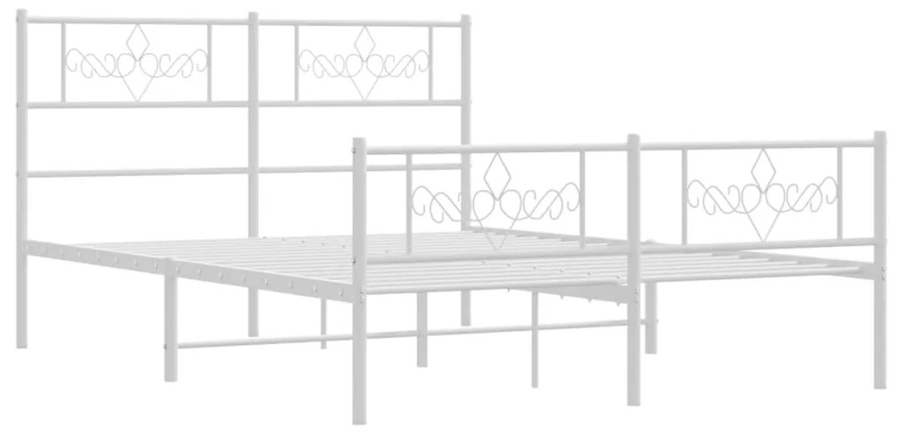 Estrutura de cama com cabeceira e pés 120x200 cm metal branco