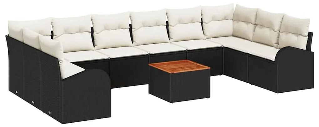Conjunto de Sofá de Jardim de 11 Peças com Almofadas em Rattan Poliést